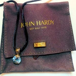John Hardy Batu Sari White Topaz Pendant on Black Satin Cord, SS & 18k
